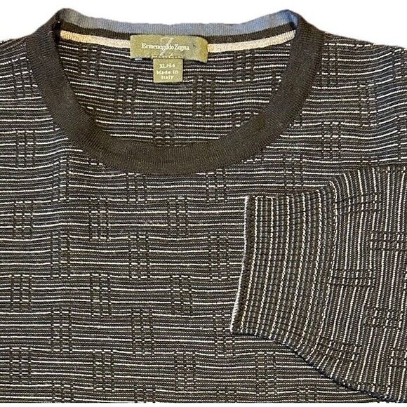 Ermenegildo‎ Zegna Jacquard Textured Wool Blend Sweater Grey size XL / 54 Italy - Picture 1 of 10